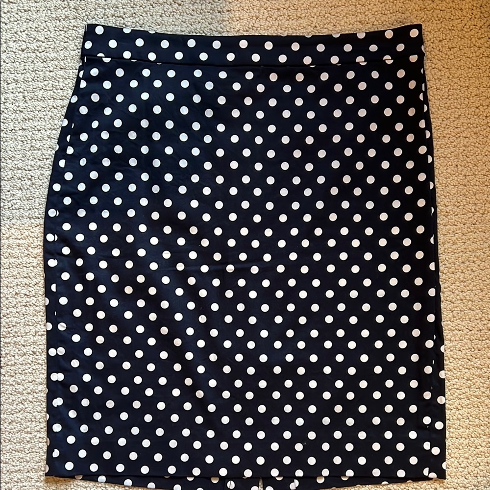 J Crew Polka Dot Pencil Skirt - Navy snd  White